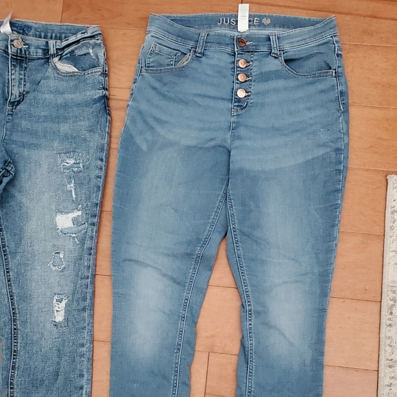 2 pairs Justice Skinny full length & Straight leg ankle length Jeans 16 plus - Picture 3 of 6